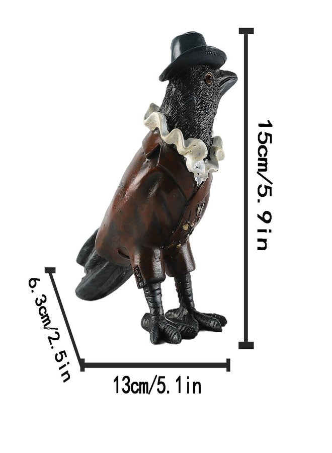 JOOMBE Crow Garden Statue,Western Style Halloween Decor, Collectible Hand-Painted Crow Sculpture,Indoor Home Decor - Image 3